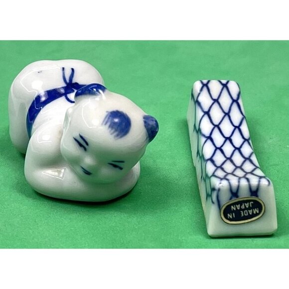 VTG Lot 2 Blue White Handpainted Ceramic CHOPSTICK RESTS Pillow Baby Chinese EUC - Picture 3 of 5